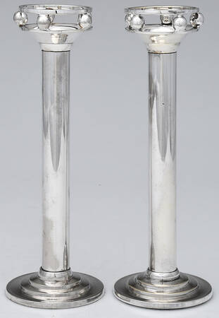 CG81 (Silverplate, Hollowware) Pair of 10" Candlesticks by Creative Gift International