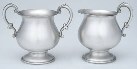 727 (Pewter, Hollowware) Mini Creamer and Open Sugar Set
