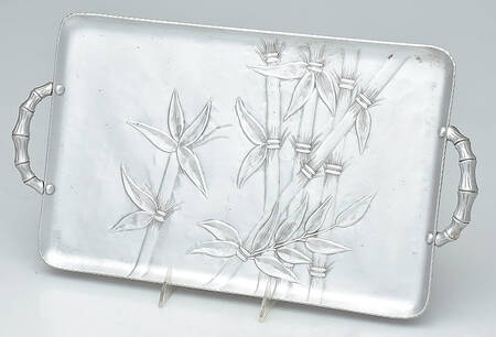 Bali Bamboo (Aluminum, Hollowware) 14" Handled Rectangular Tray by Everlast Metal