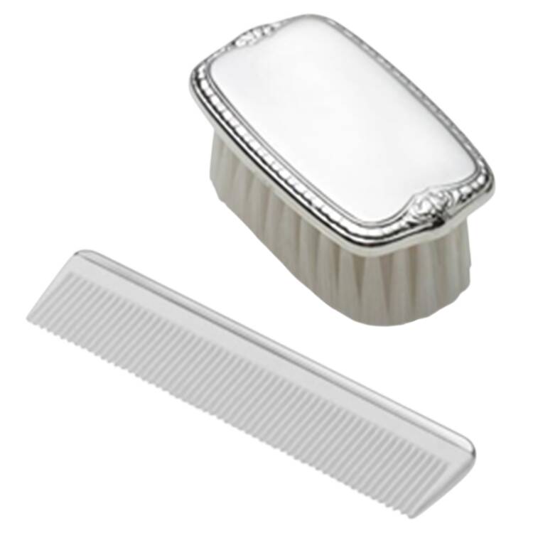Baby Giftware (Pewter) 2 Pc Boy Baby Brush & Comb Set