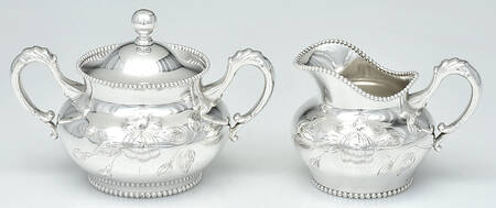 1218 (Silverplate, Hollowware) Creamer & Sugar with Lid Set