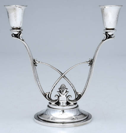 Acorn (Sterling, 1915, Hollowware) 6" 2 Light Candelabra