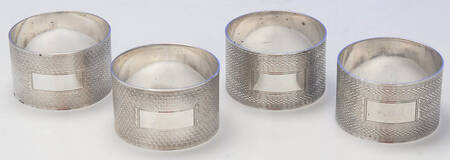 HBZ1 (Sterling, Hollowware) Napkin Ring - Set of 4