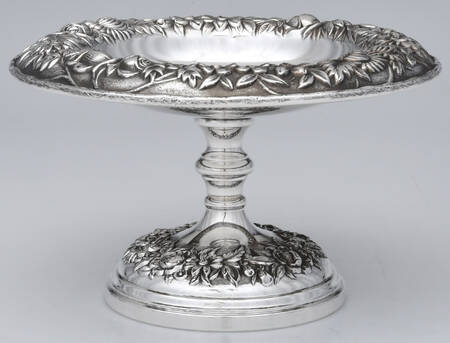 Repousse-Full Chased-Hand Chased Weighted Round Compote (Height X Width)