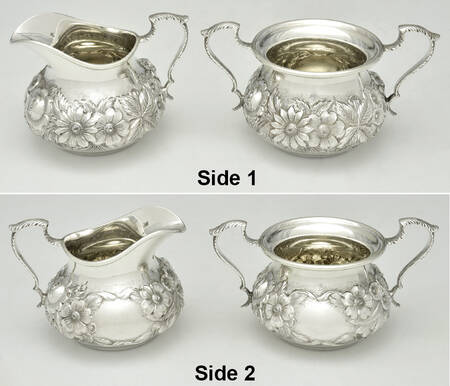Repousse-Full Chased-Hand Chased Mini Creamer and Open Sugar Set