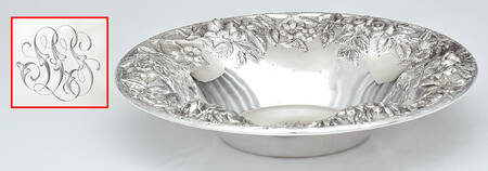 Repousse-Full Chased-Hand Chased 10" Round Low Vegetable Bowl