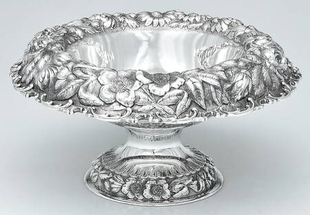 Stieff Rose (Sterling, 1892, Hollowware) 12" Round Pedestal Centerpiece