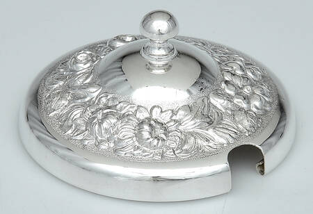 Stieff Rose (Sterling, 1892, Hollowware) Silver Lid for Crystal Jam Jar