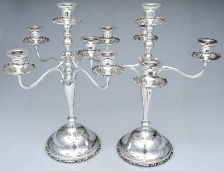 MR61 (Sterling, Hollowware) Pair of 18" 5 Light Candelabra