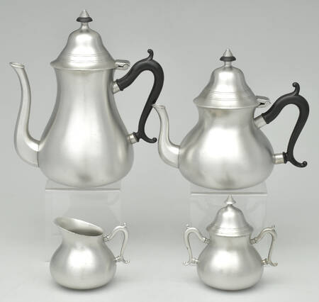 Sleepy Hollow (Pewter, Hollowware) 4 Piece Tea Set (CPBH, TPBH, CR, SU)