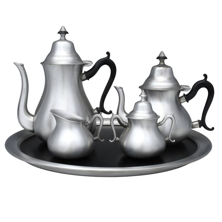 Sleepy Hollow (Pewter, Hollowware) 5 Piece Tea Set (CPBH, TPBH, CR, SU & WTL)