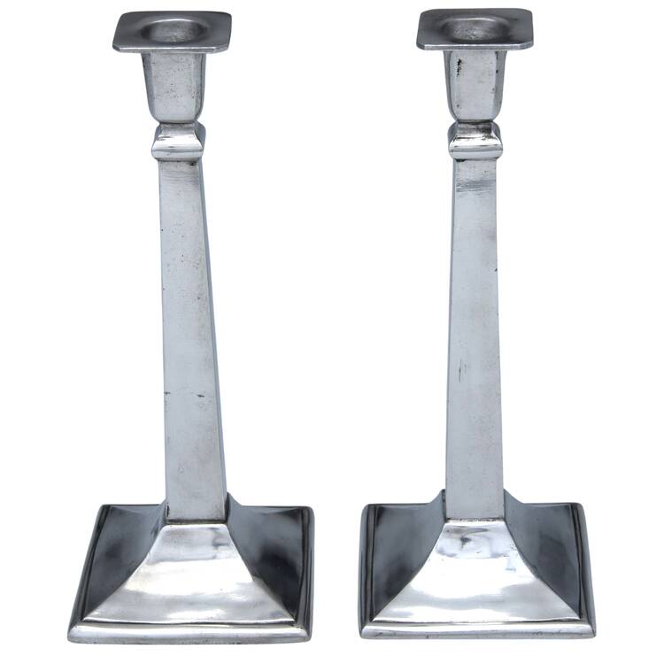 1224 (Pewter, Hollowware) Pair of 11" Candlesticks by Valpeltro