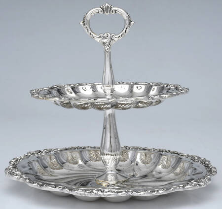 Baroque (Silverplate, Hollowware, Newer) 2 Tier Serving Tray