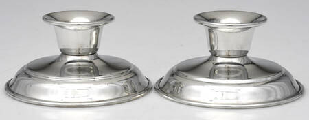 Pewter Candlesticks (Pewter, Hollowware) Pair of 2" Console Candleholders