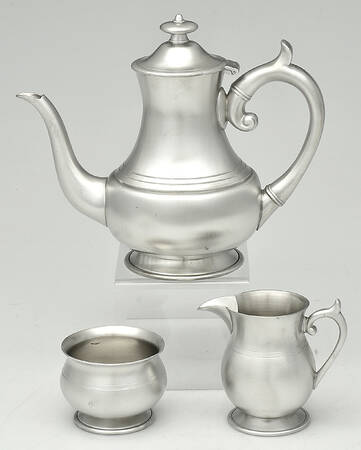 WOP4 (Pewter, Hollowware) 3 PC Coffee Set (CP, CR, SUO)