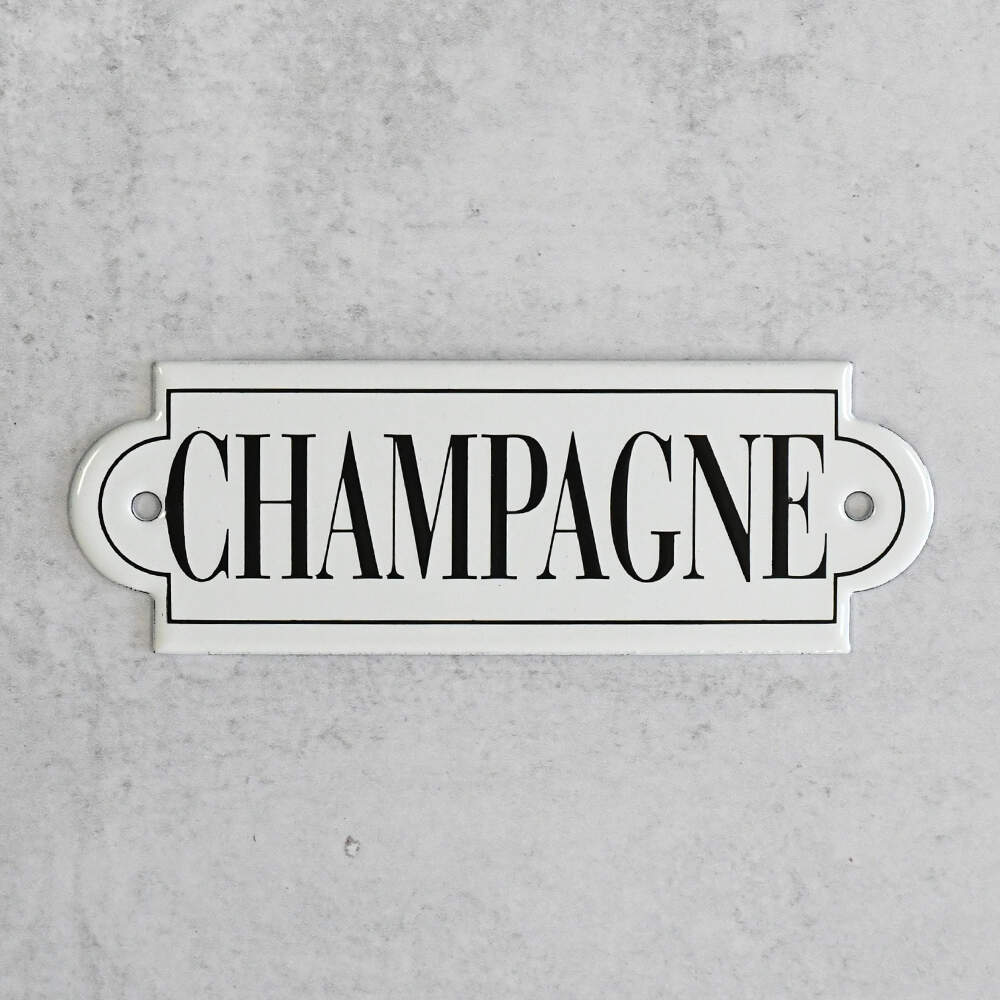 White Enamel "Champagne" Label Ticket-1
