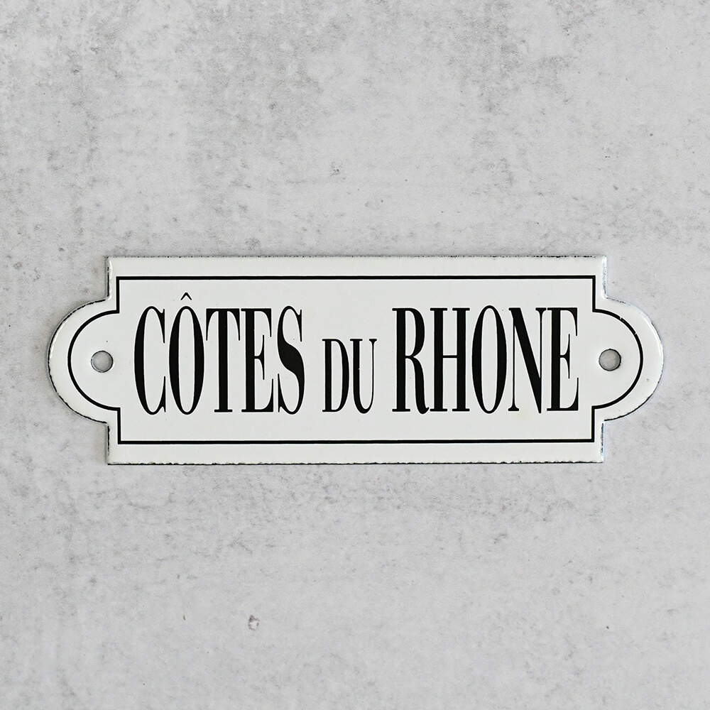 White Enamel "Cotes Du Rhone" Wine Label Ticket-1