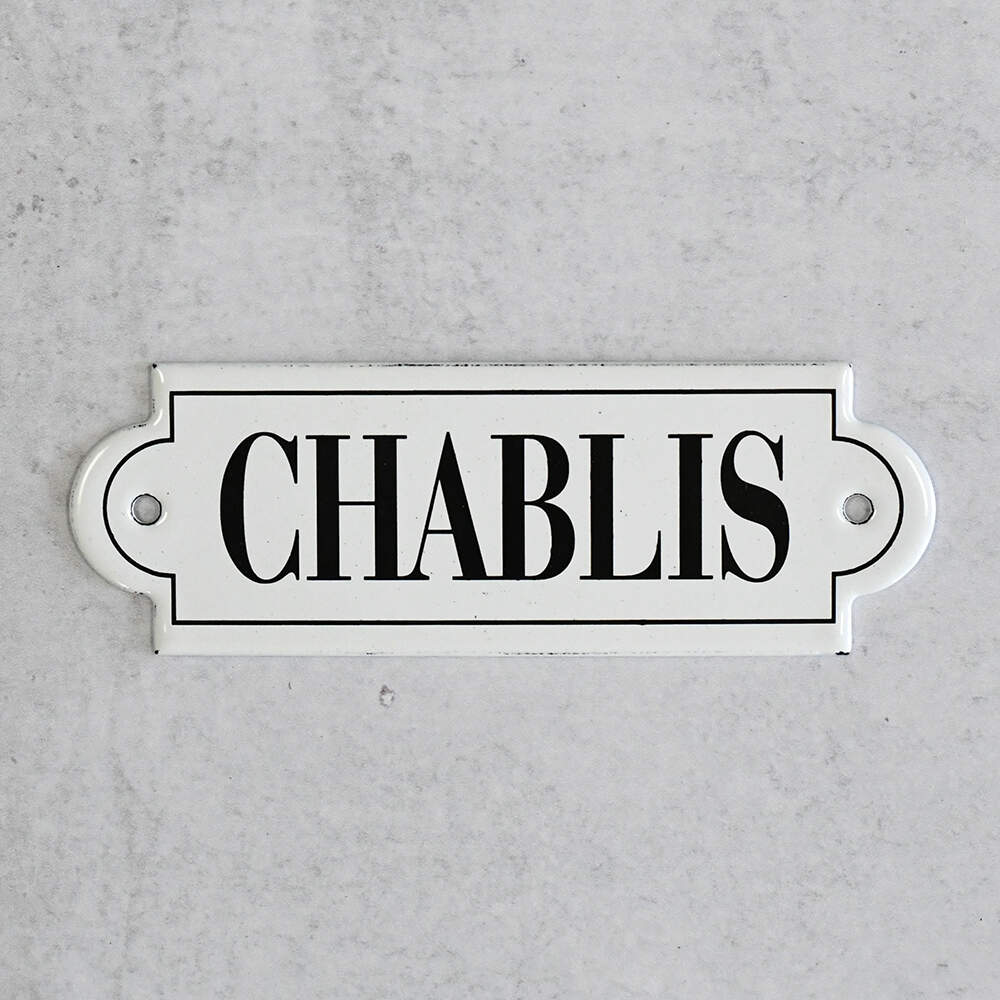 White Enamel "Chablis" Wine Label Ticket-1