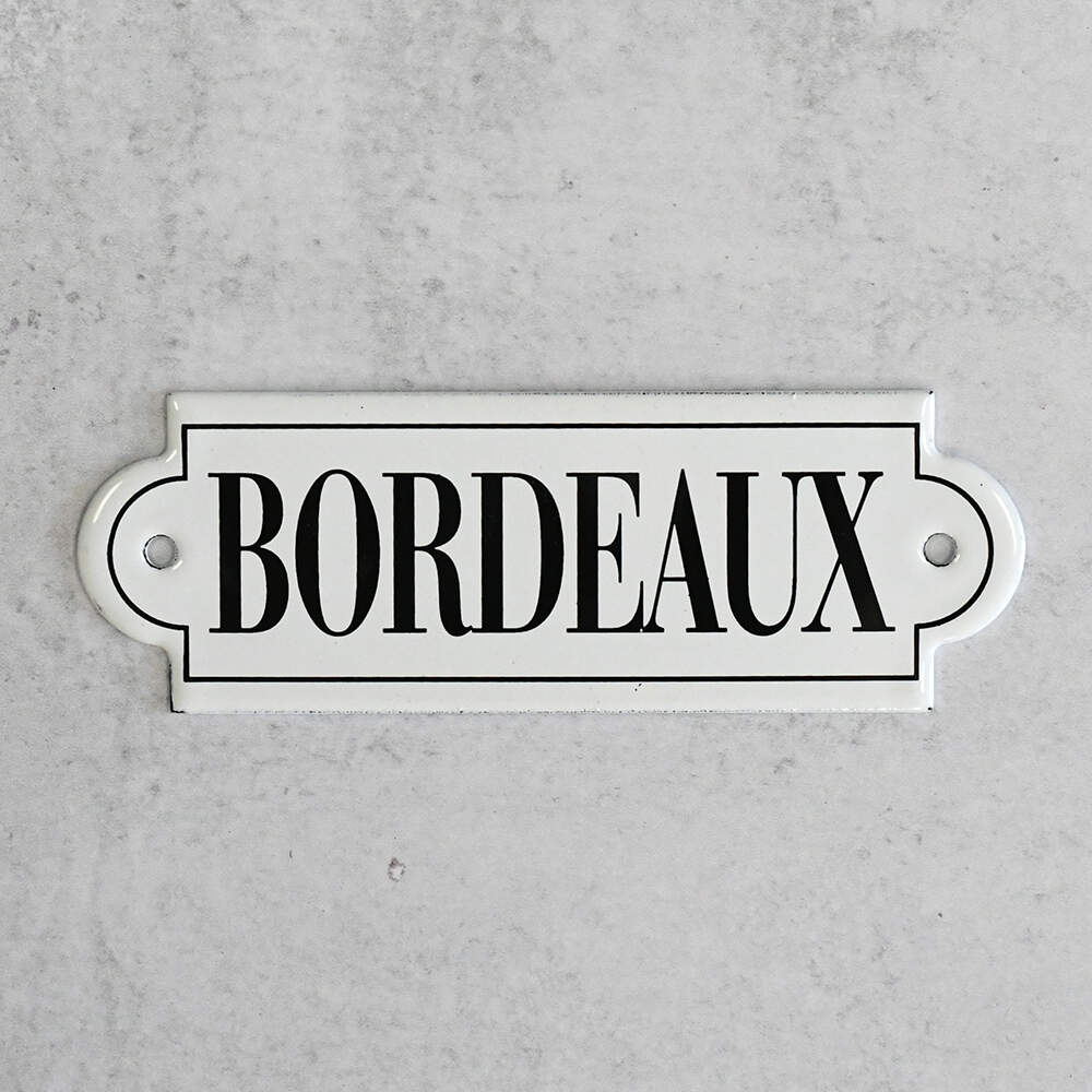 White Enamel "Bordeaux" Wine Label Ticket-1