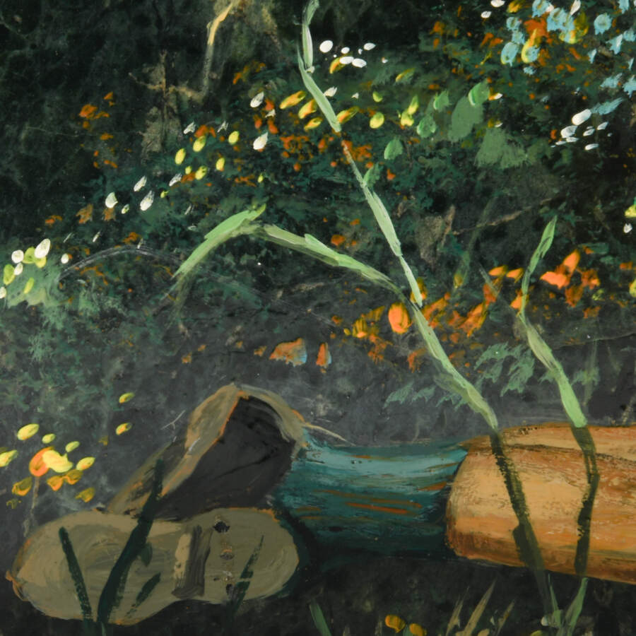 Signed Boy in Spring Painted on a Stone-9