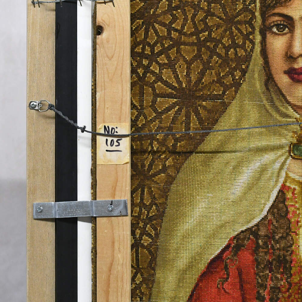 Hand-Woven Framed Art Rug After Hojat Shakiba Painting of Qajar Woman-7