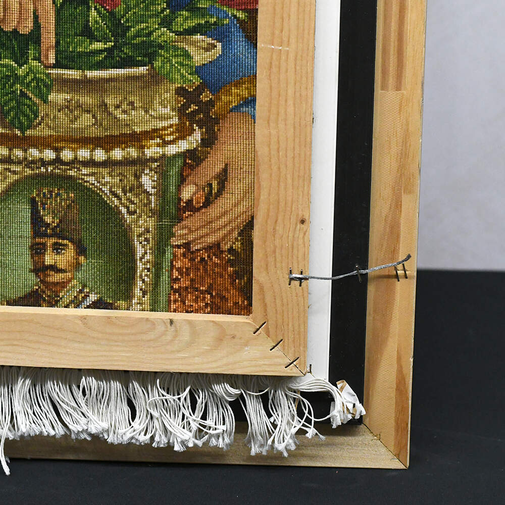 Hand-Woven Framed Art Rug After Hojat Shakiba Painting of Qajar Woman-6