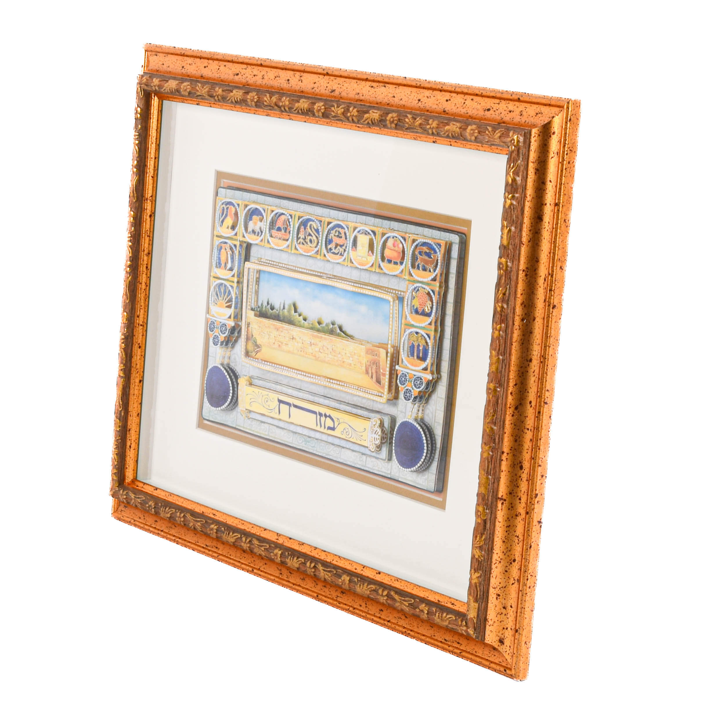 Framed Western Wall Twelve Tribes Paper Decoupage Art-4