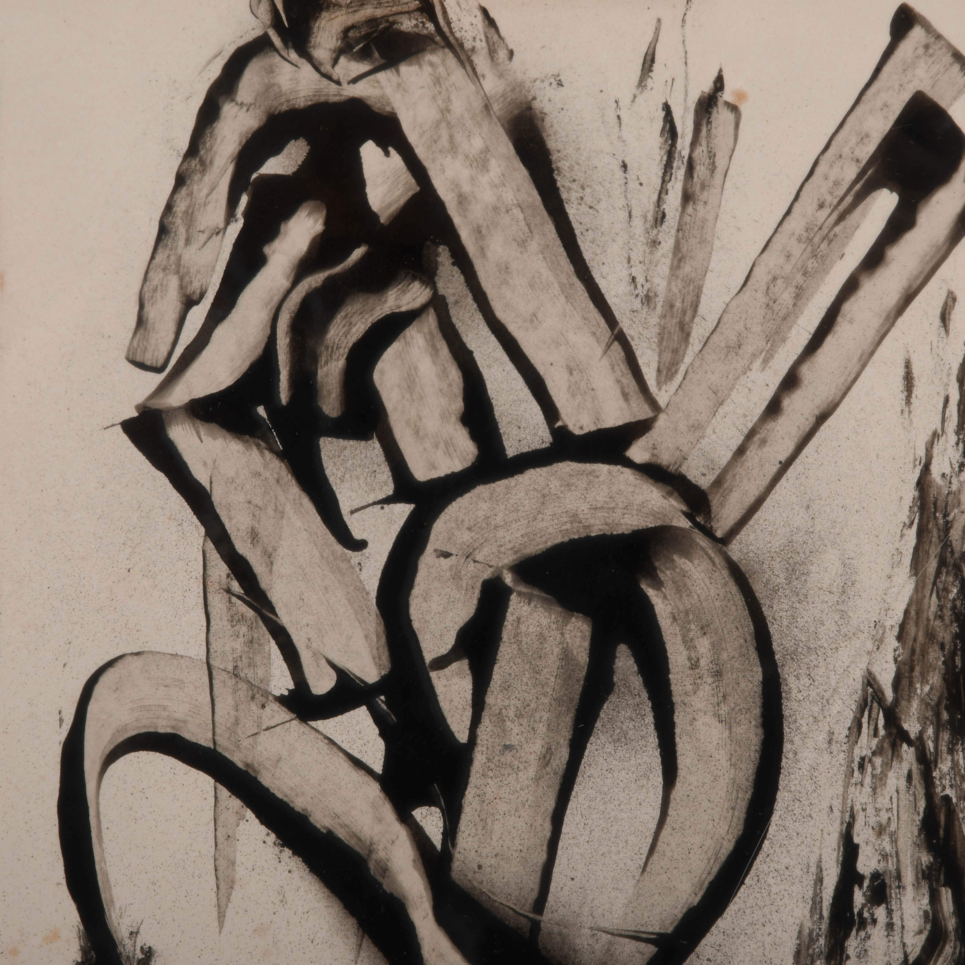 Framed Signed J. Akston "Cross Feeding, 1970" Oil on Paper-3