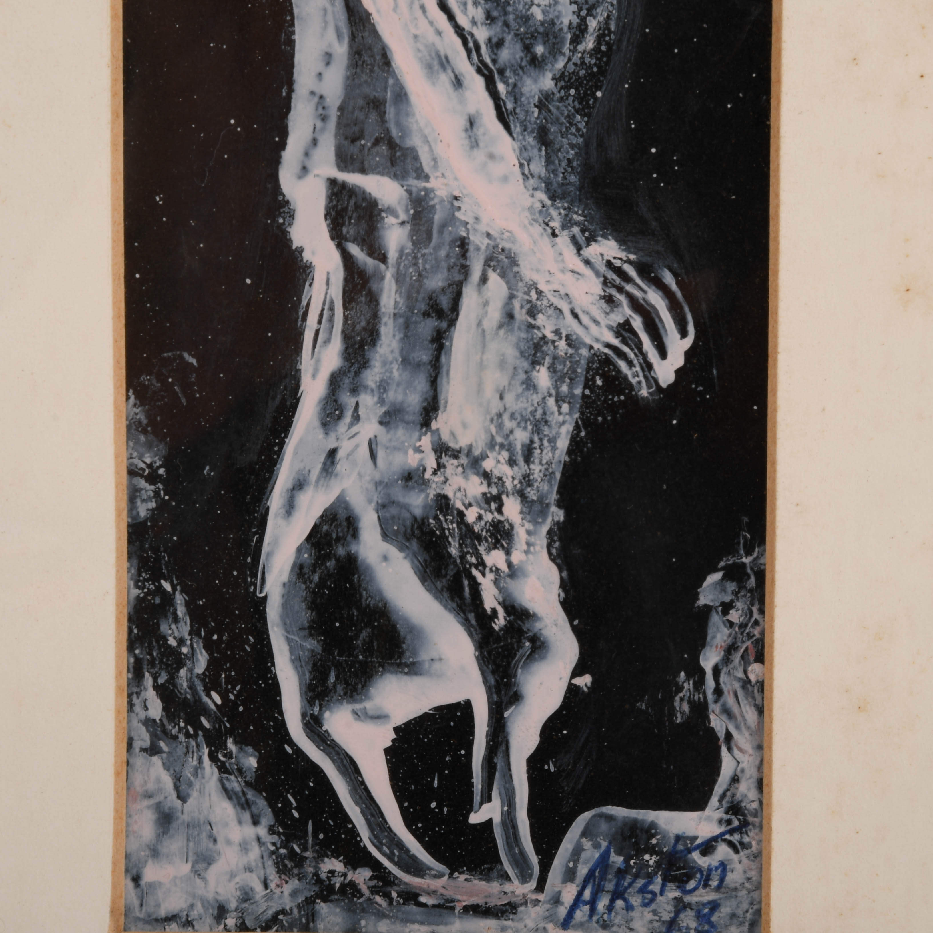 Framed Signed J. Akston "Untitled 1968" Narrow Oil on Paper-4