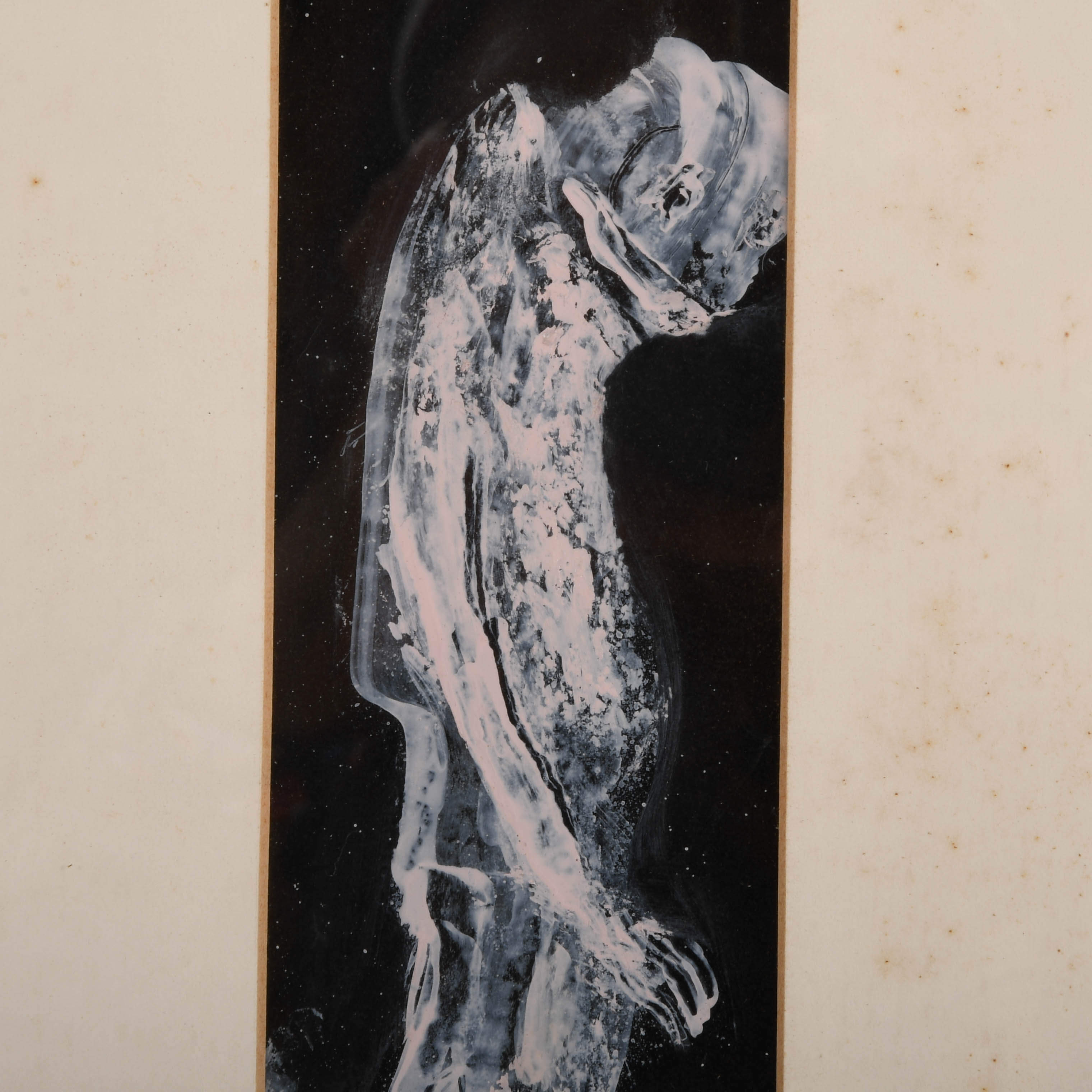 Framed Signed J. Akston "Untitled 1968" Narrow Oil on Paper-3