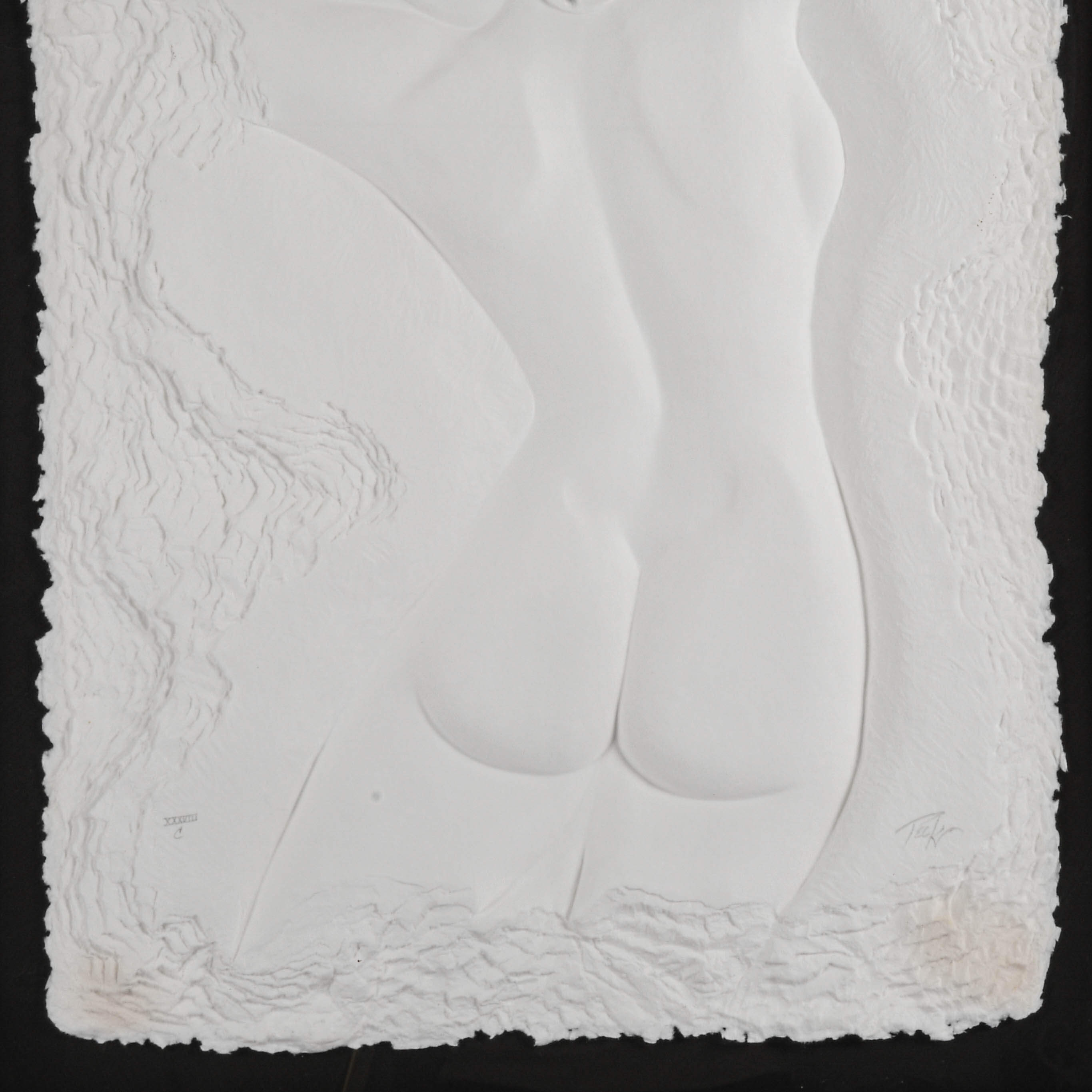 Framed Signed Roberta Peck Hand-Cast Female Nude Paper Relief-4