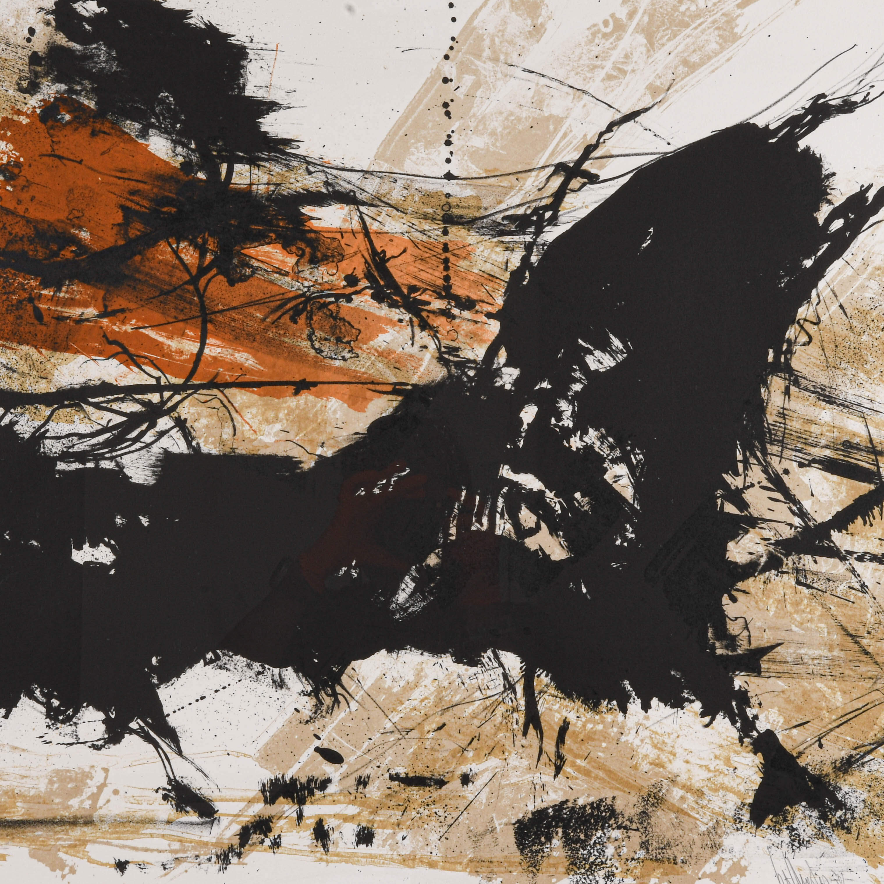 Framed Signed Gino Hollander, "Abstract Bull" Limited-Edition Lithograph-2