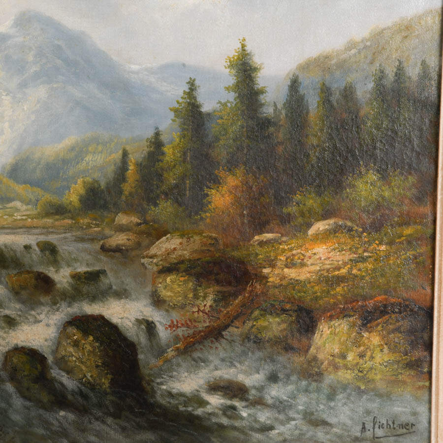Framed Signed A. Fichtner Roaring River Landscape-4