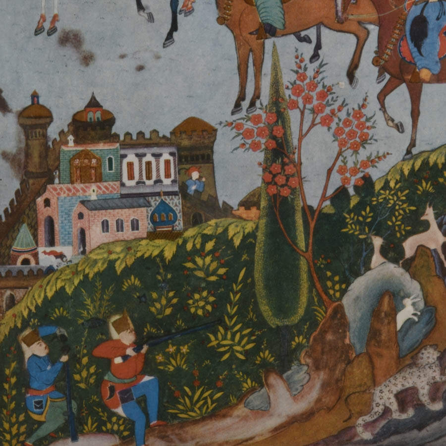 Gilt Framed Persian Hunt Scene Artwork-8