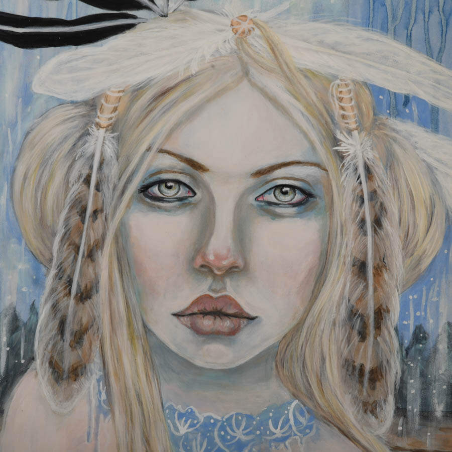 Framed Signed Eyes of the North Mixed Media on Board-3