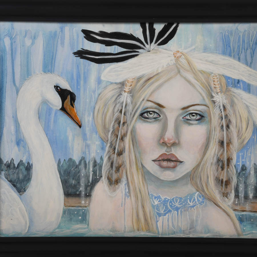 Framed Signed Eyes of the North Mixed Media on Board-2