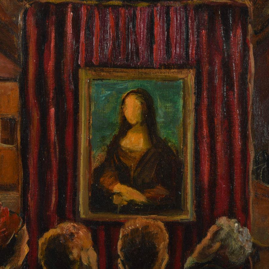 Framed Signed Gallery Visit Oil on Canvas-2
