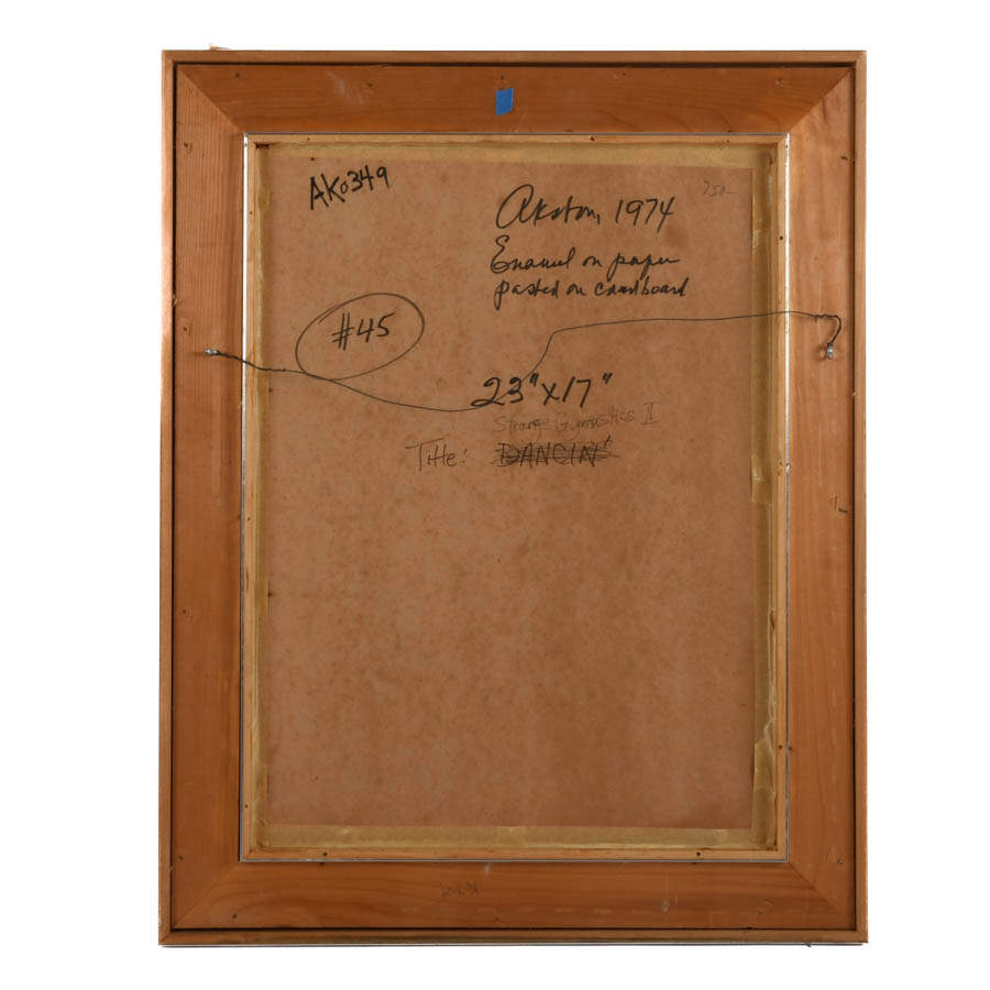 Framed J. Akston "Strange Gymnastics II, 1974" Enamel on Paper-5