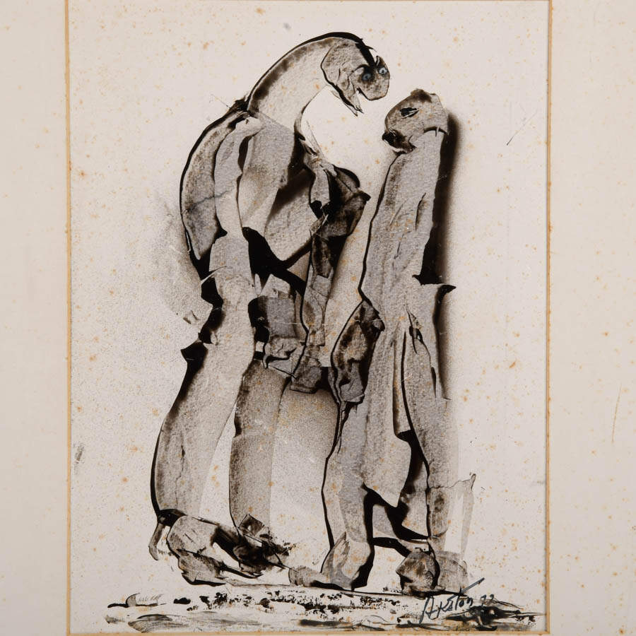 Framed J. Akston "Chastisement" Enamel on Paper-2