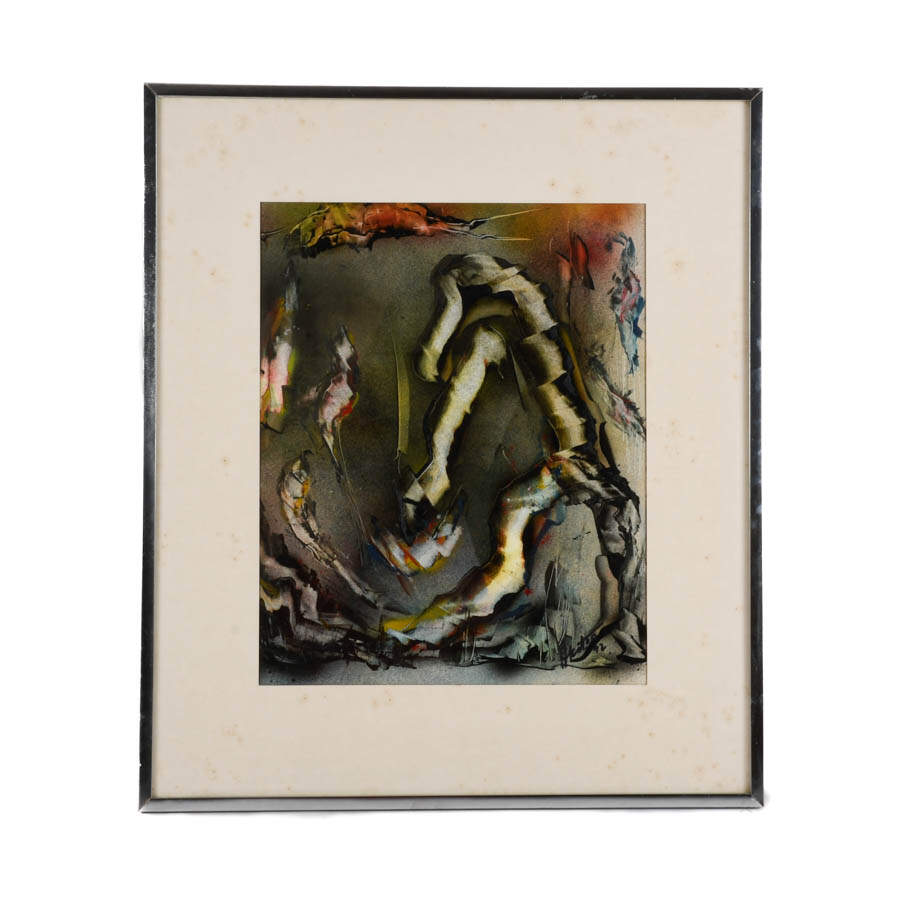 Framed J. Akston Untitled 1972 Abstract Painting-1