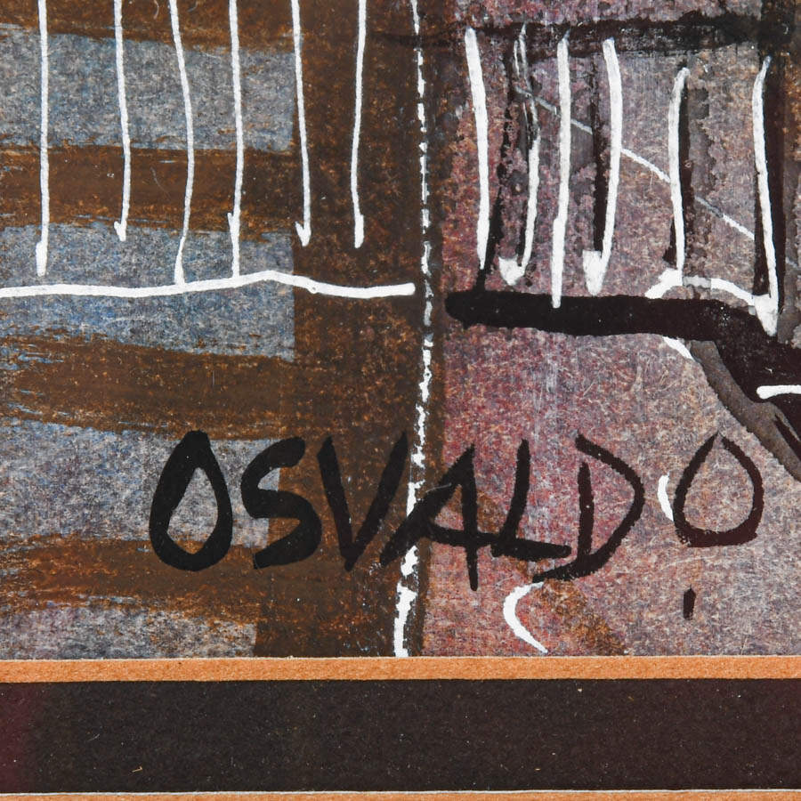 Framed Signed Osvaldo Gutierrez Untitled Cityscape Artwork-4