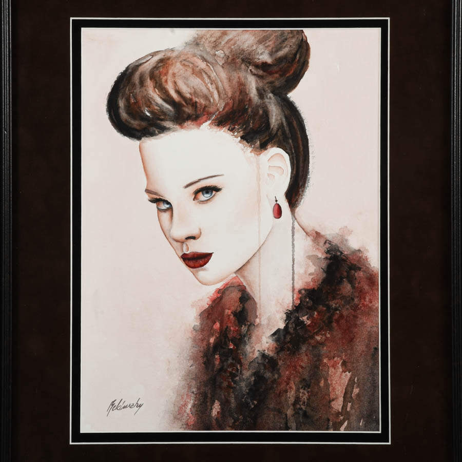 Framed Signed Beata Belanszky Demko "Look At Me" Watercolor-2