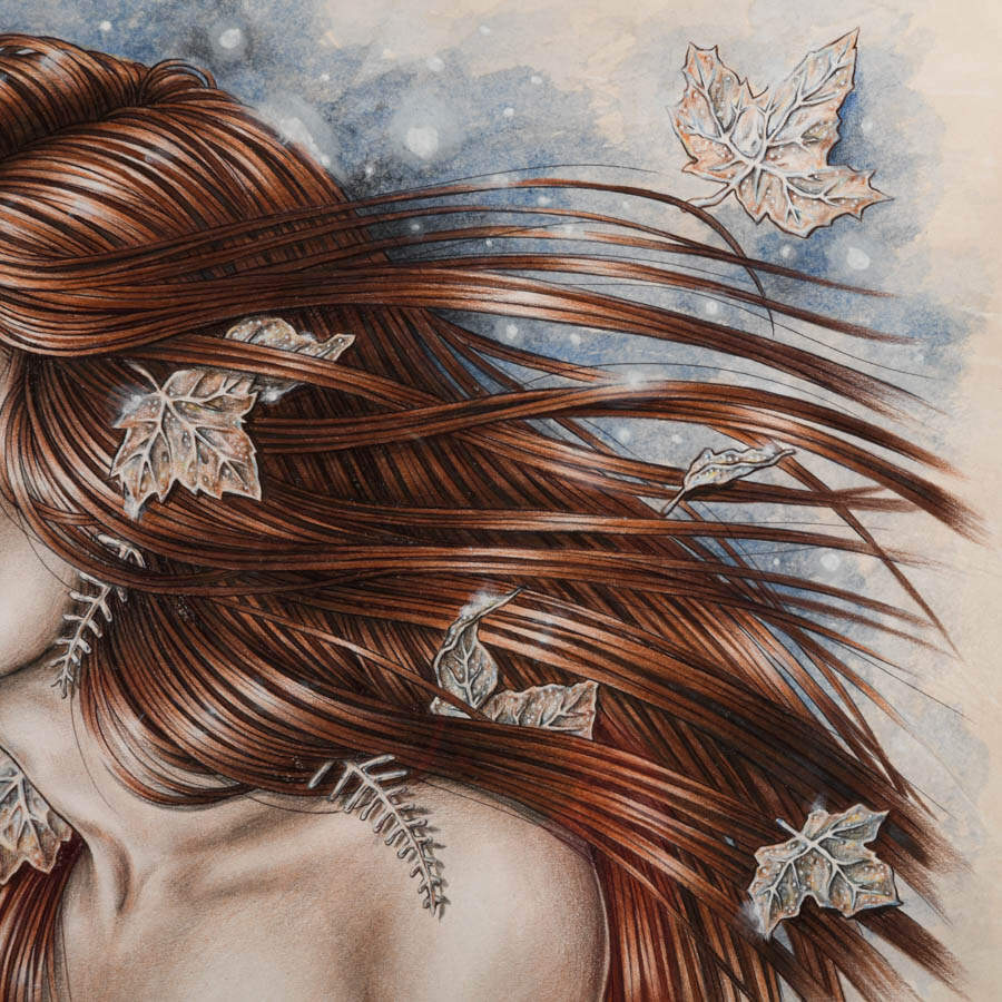Framed Signed Enys Guerrero "Cuando Las Hojas Se Congelan" Mixed Media Art-4