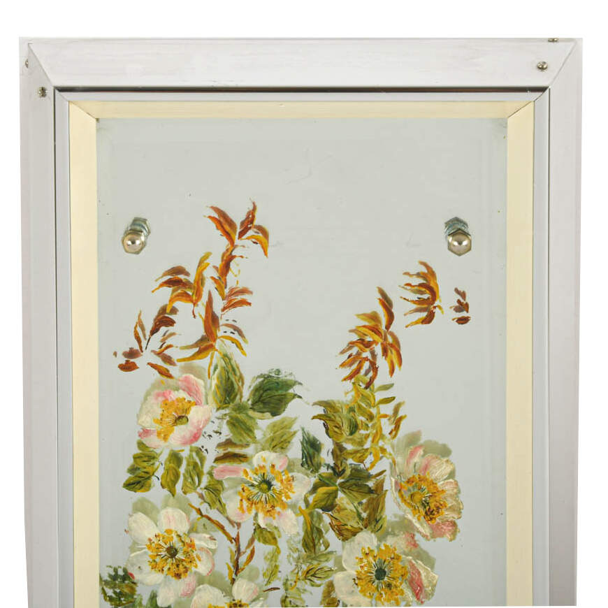 Pair of Hand-Painted Floral Art Mirrors-3