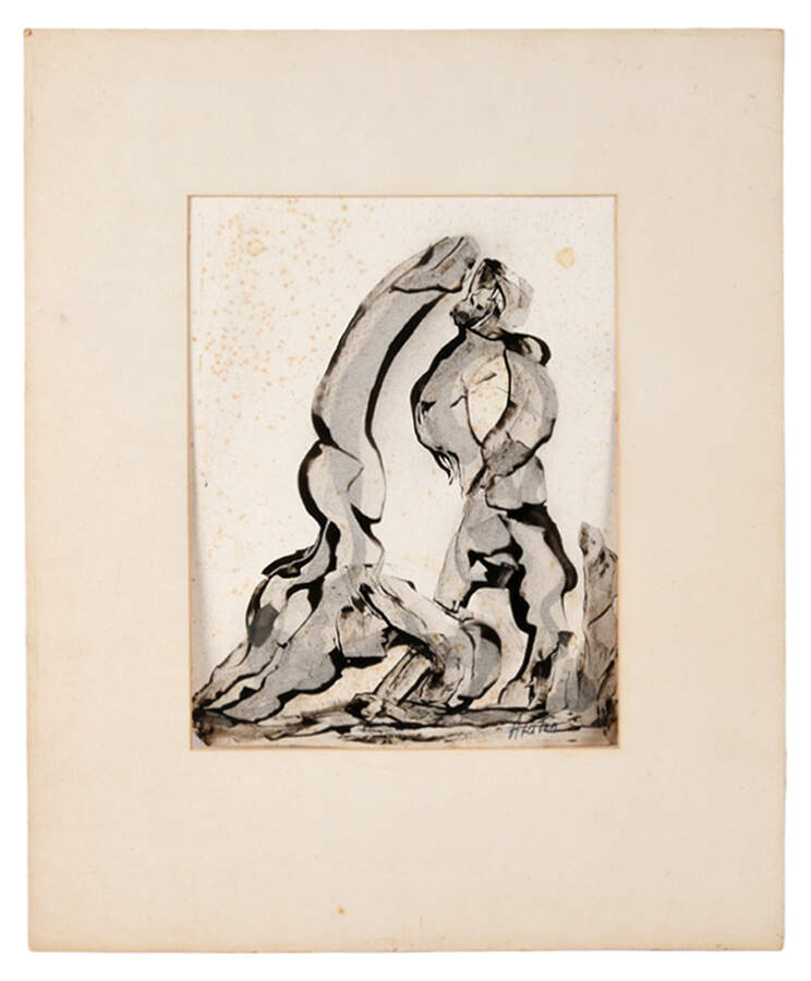 Signed J. Akston Untitled Monochrome Abstract-1
