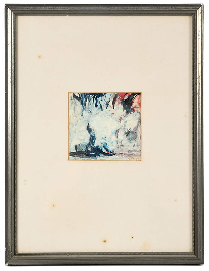 Framed J. Akston Abstract Terrain Mixed Media on Paper-1