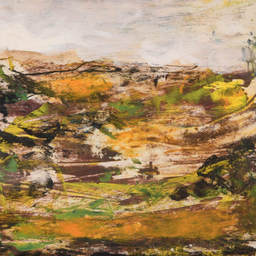 Framed J. Akston Untitled 1974 Abstract-Style Mixed Media Landscape-3