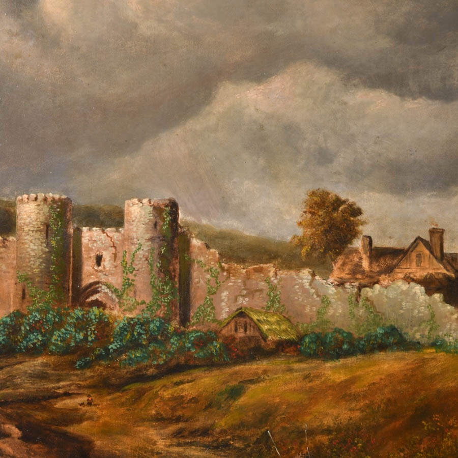 Antique Signed R. Farrington Oil Painting of an English Castle-5