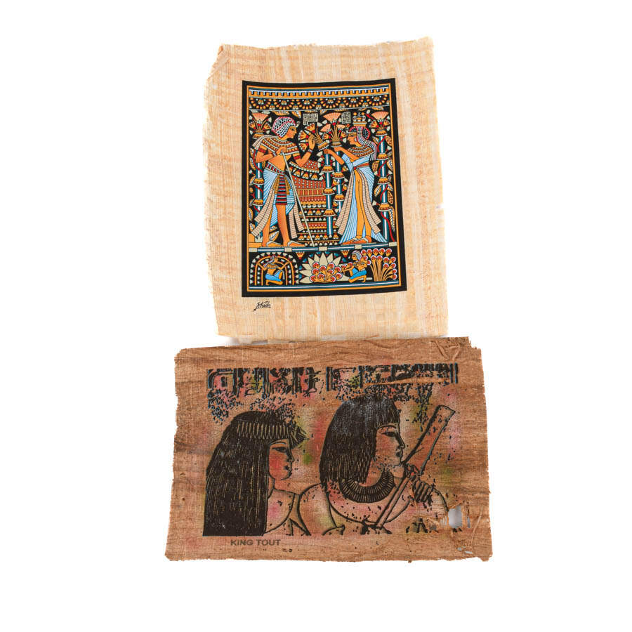 Set of Six Egyptian Papyrus Paintings: Ank and Tut-4