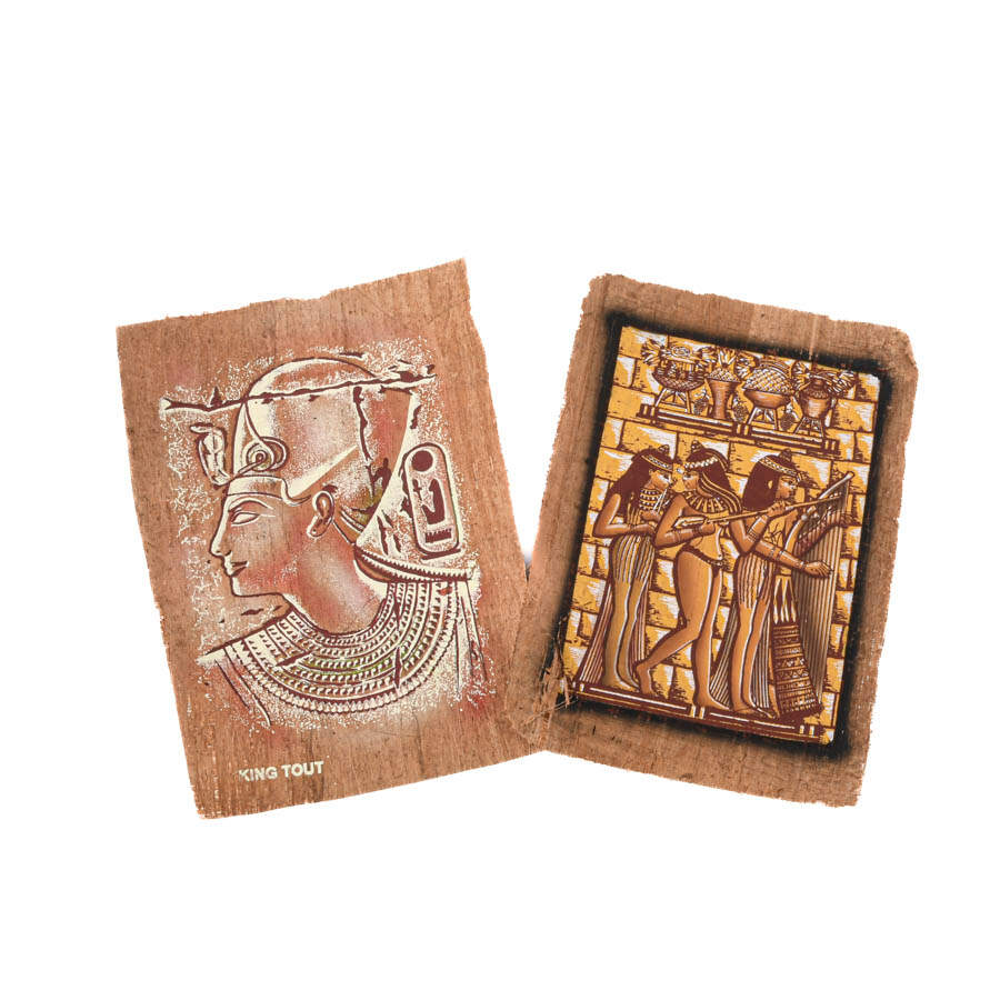 Set of Six Egyptian Papyrus Paintings: Faces of Queen Nefertiti-5